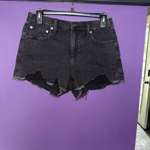 Aerie Black Distressed Jean Shorts